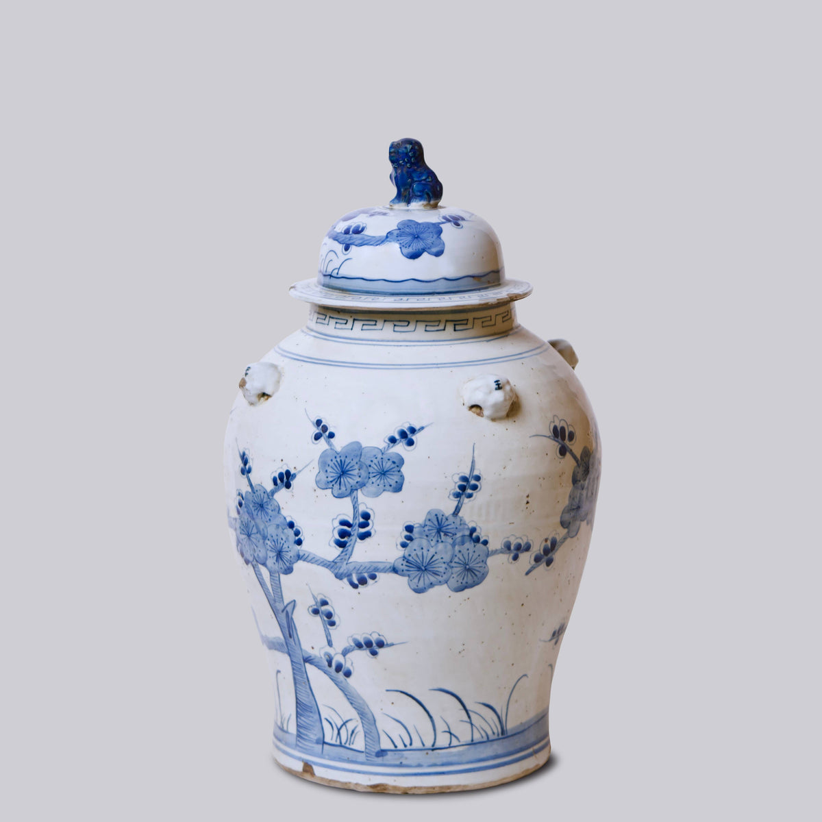 Blossoms Blue and White Porcelain Temple Jar
