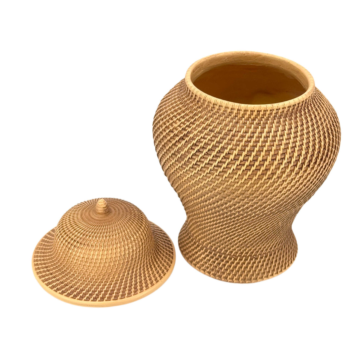 12" Ceramic Wicker Jar