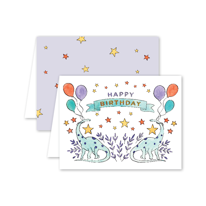 Dinosaur Galaxy Birthday: Single Card