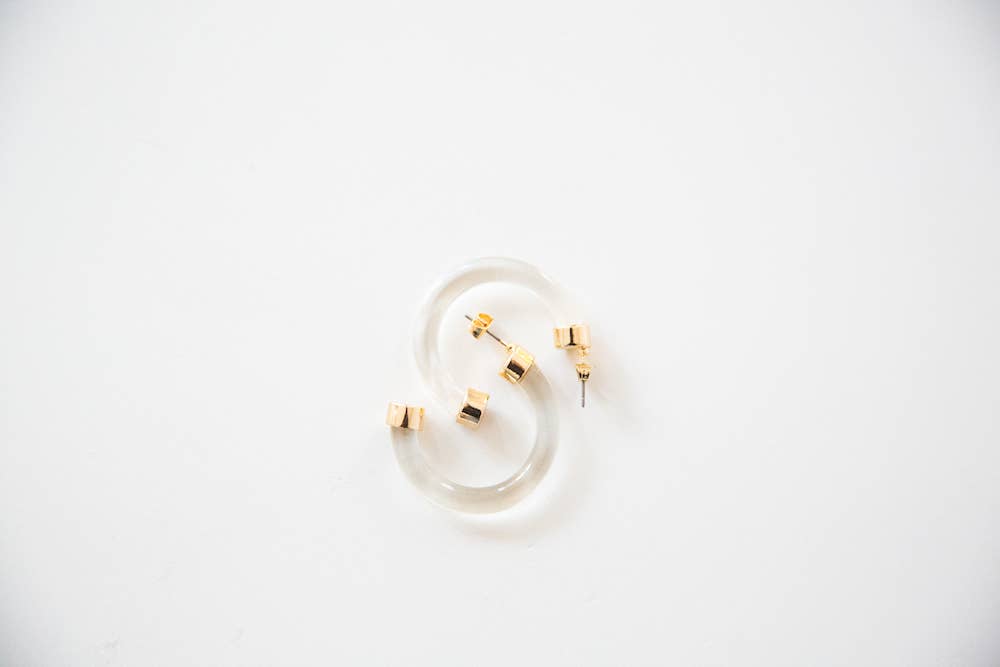 Clear Lightweight Acrylic Hoop Earrings: Large