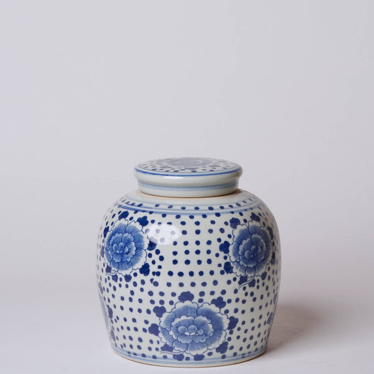 Blue and White Porcelain Spotted Peony Round Jar