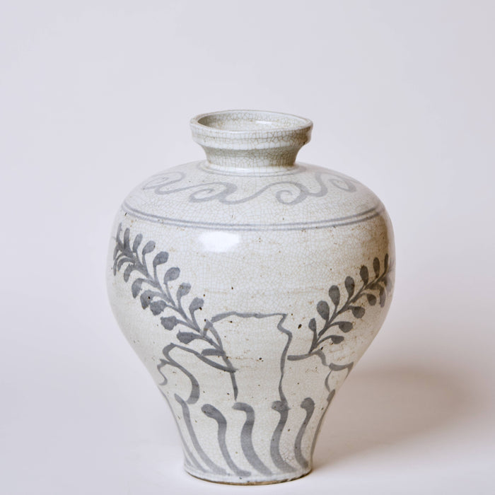 Rustic Blue and White Porcelain Amphora Vase