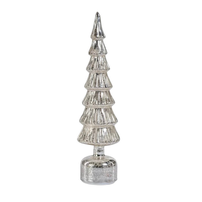 16.5" Silver Alpine Rotating LED Tree
