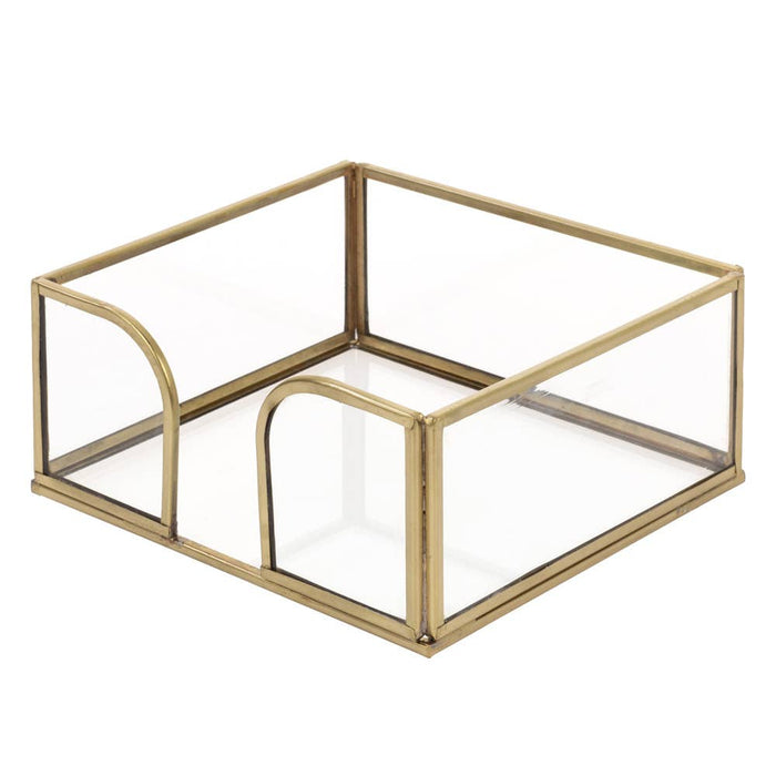Gold Edge Glass Cocktail Napkin Holder