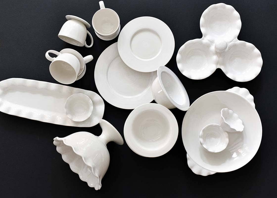 Signature White Ruffle Pasta Bowl