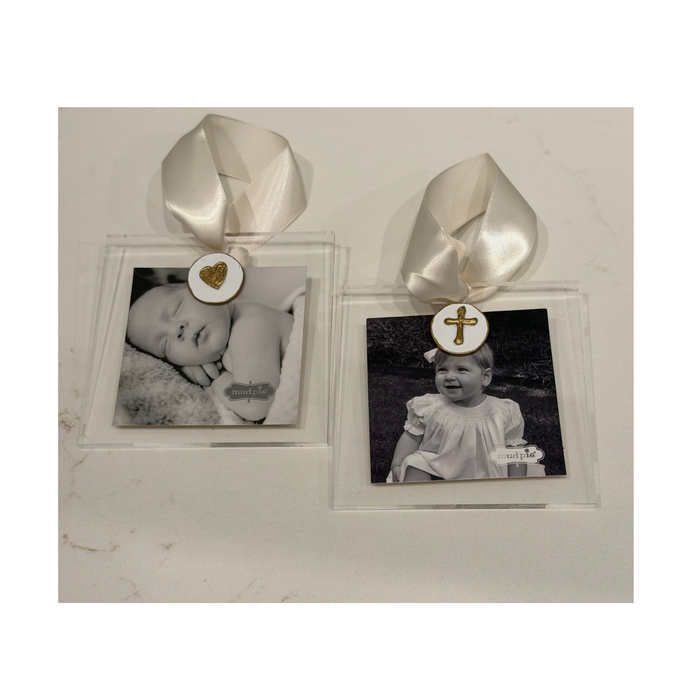 Gold Acrylic Cross Picture Frame Ornament