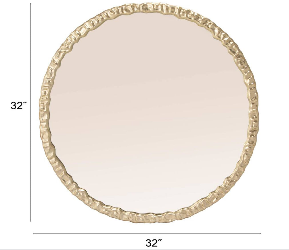 32” Hammered Gold Round Wall Mirror