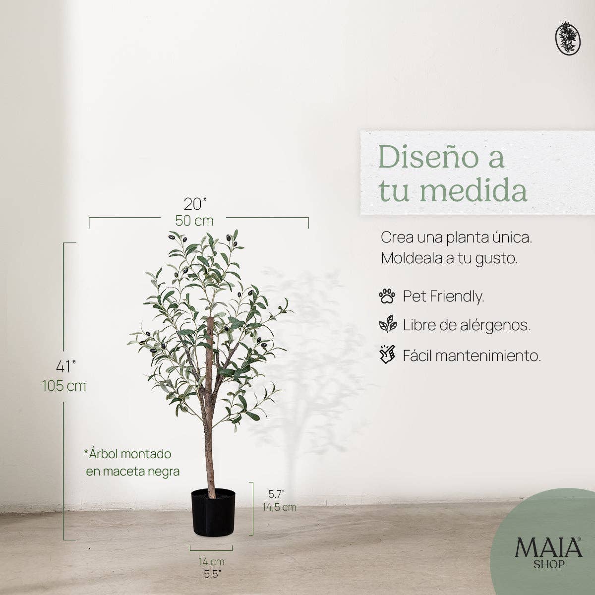 3.5' Minimal Artificial Olive Tree