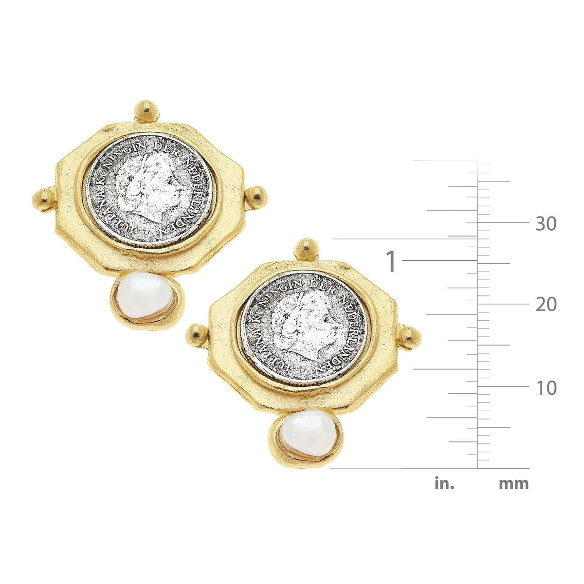 Dutch Coin and Pearl Studs