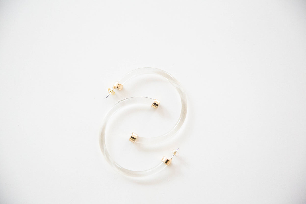 Clear Lightweight Acrylic Hoop Earrings: Large