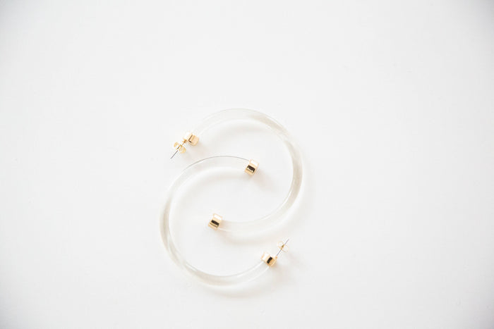 Clear Lightweight Acrylic Hoop Earrings: Large