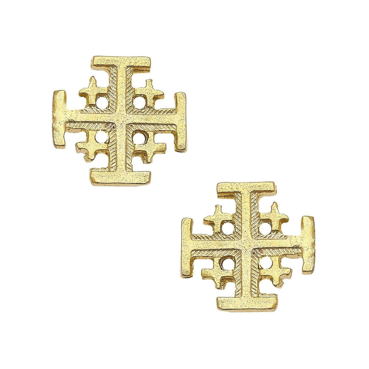 Jerusalem Cross Studs: Silver