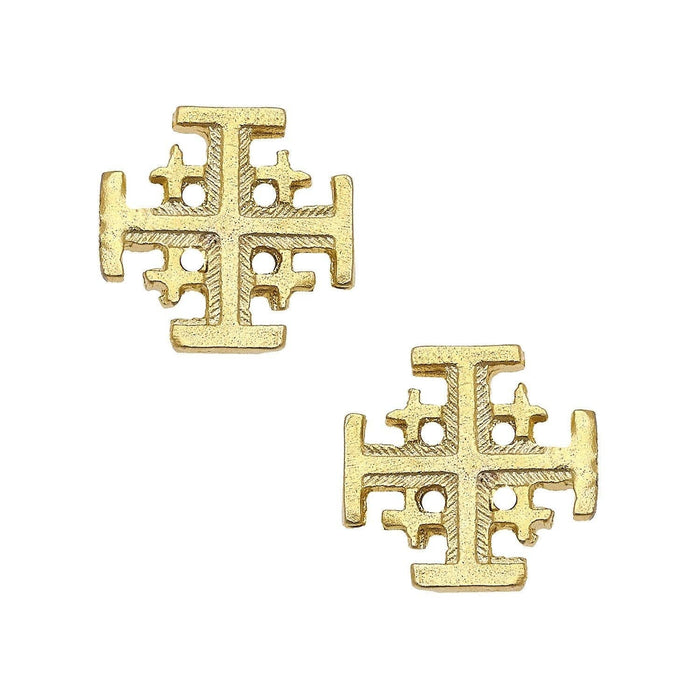 Jerusalem Cross Studs: Silver