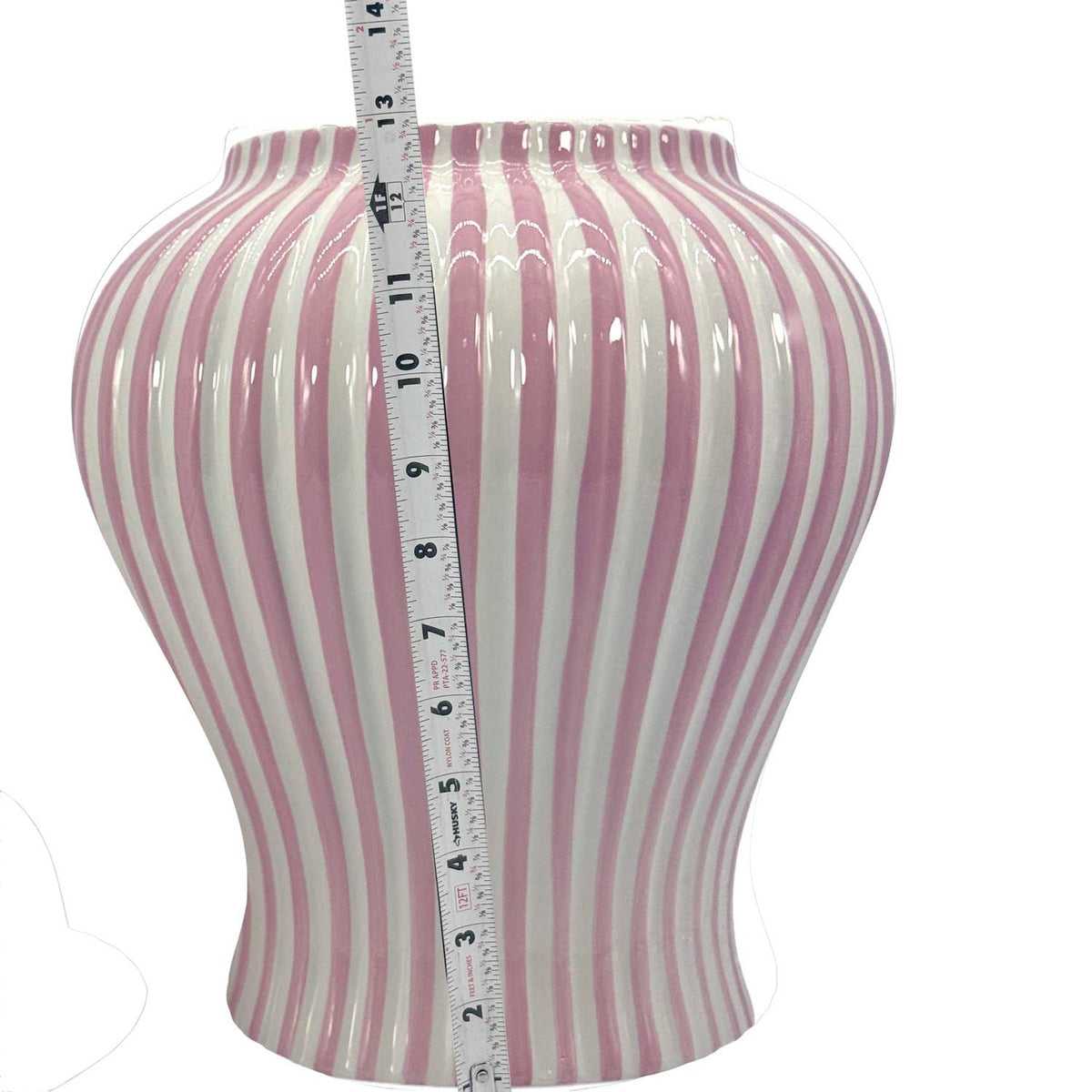 Pink & White Candy Cane Striped Ceramic Vase 18"