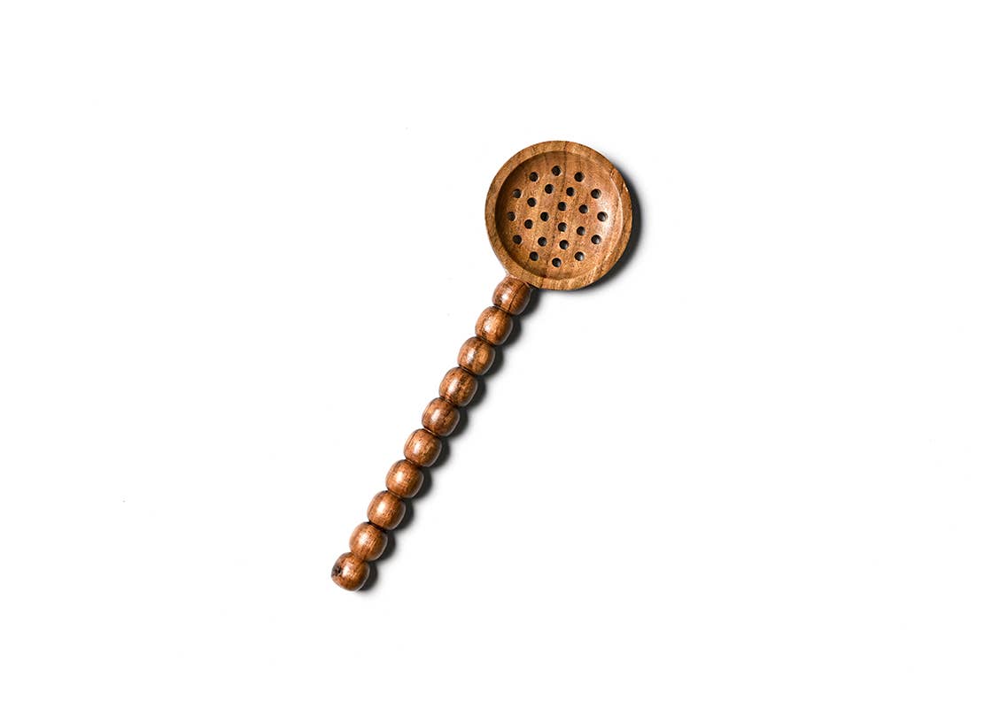 Wooden Slotted Spoon with Knobbed Handle