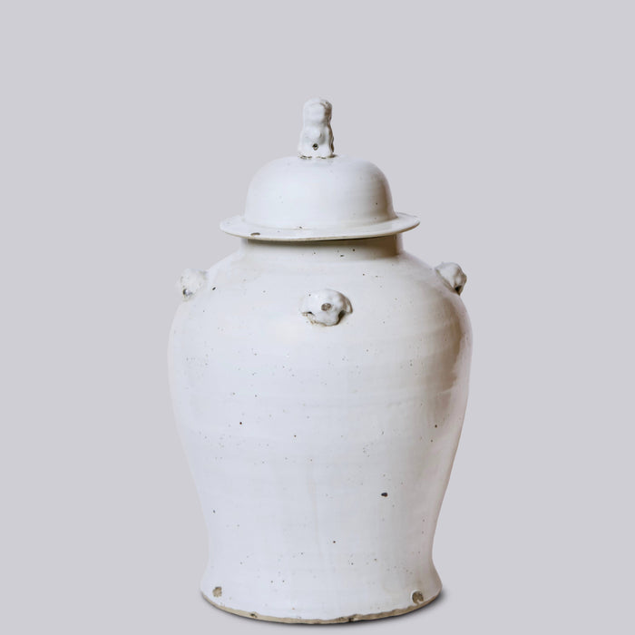 Rustic White Porcelain Temple Jar