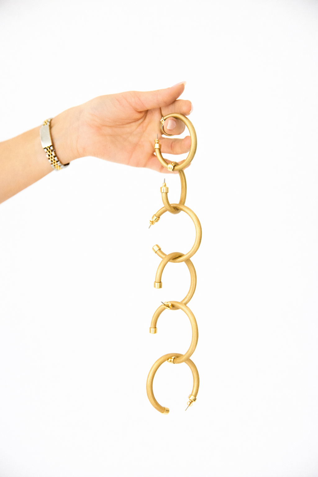 Brushed Gold Lightweight Hoop Earrings: Small