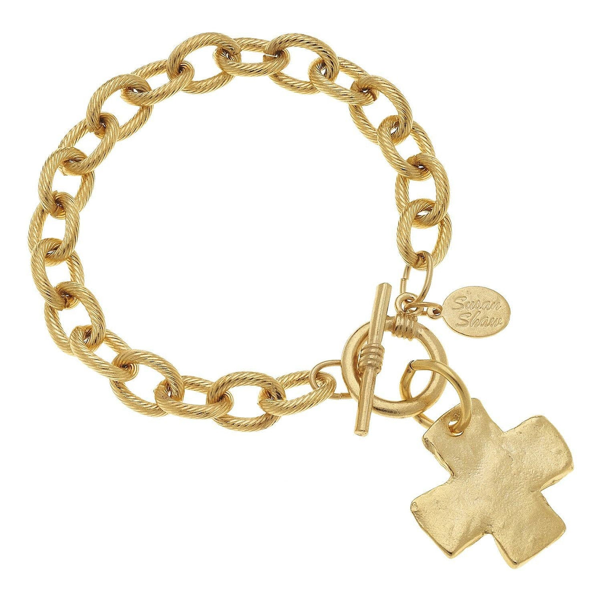 Cross Toggle Bracelet: Gold