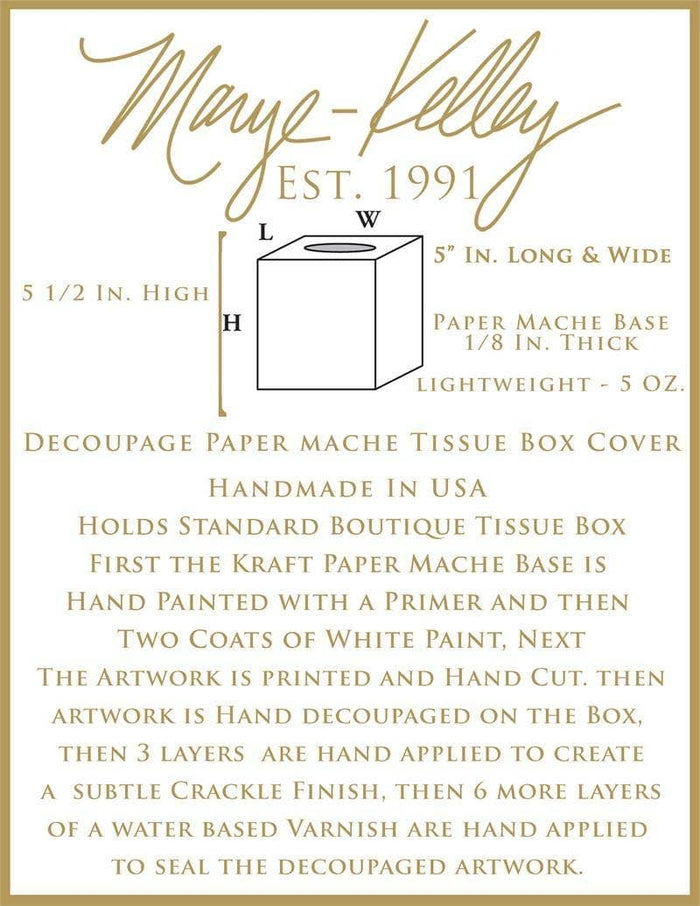 Blue Italian Toile Tissue Box Cover: Paper Mache