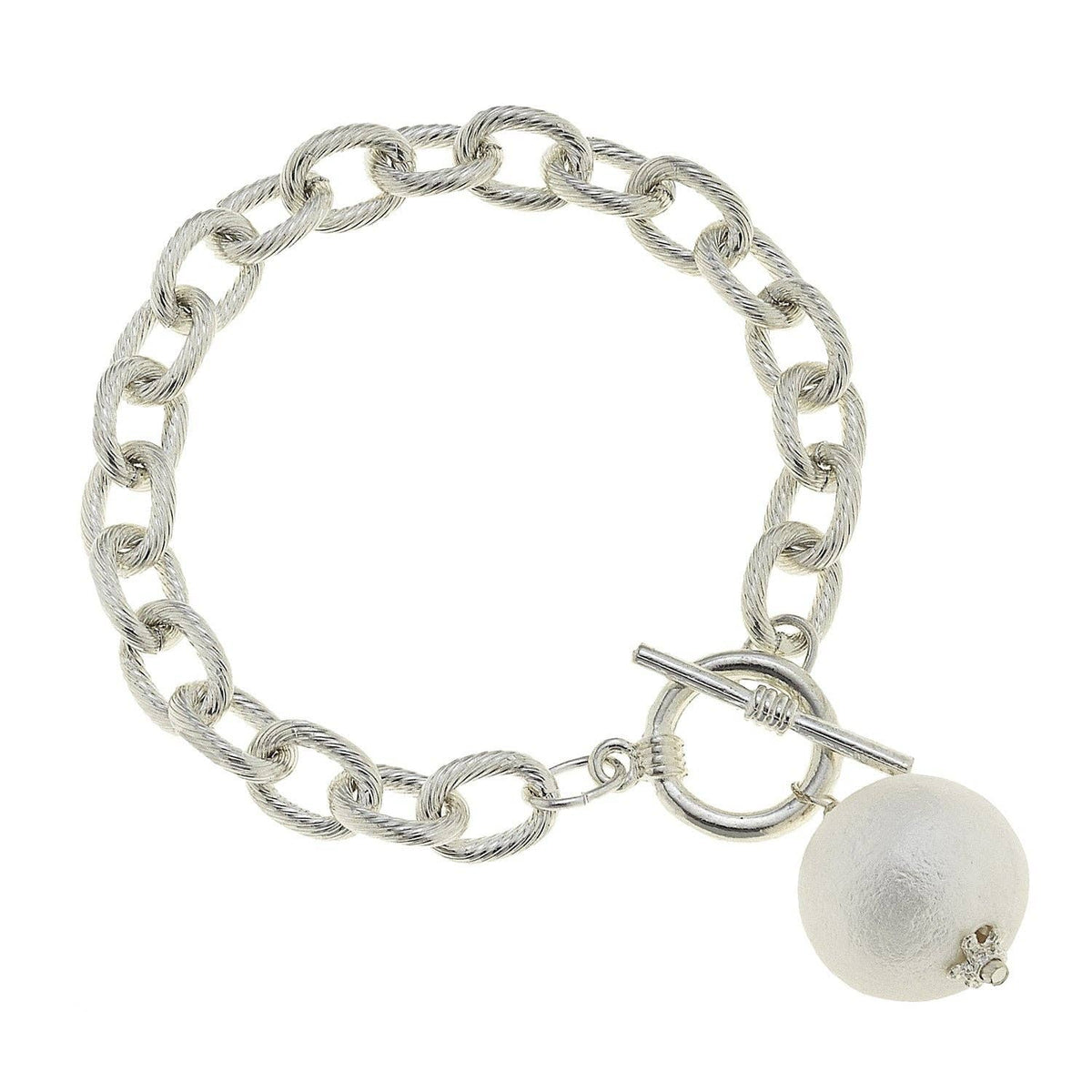 Cotton Pearl Toggle Bracelet: Gold