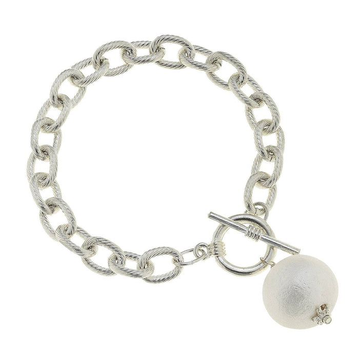 Cotton Pearl Toggle Bracelet: Gold