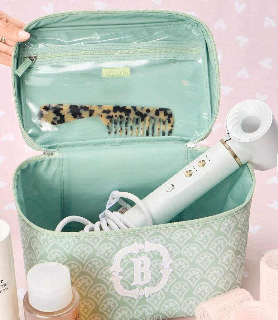 Weezie Vanity Case- Green Block Print