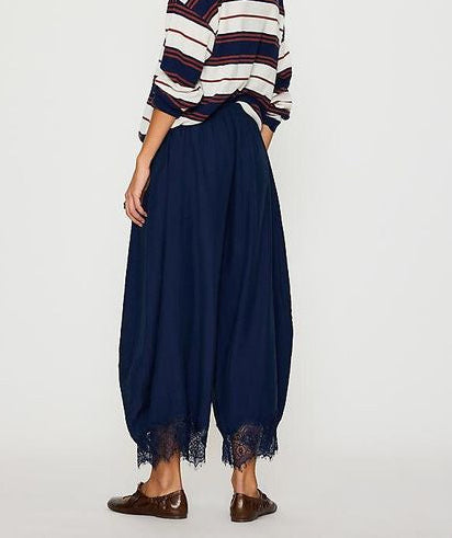 Midnight Lace Hem Wide Leg Pants