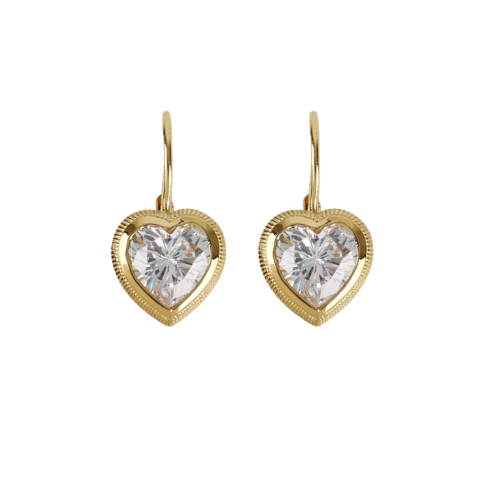 HART Bezel Heart Drop Earrings