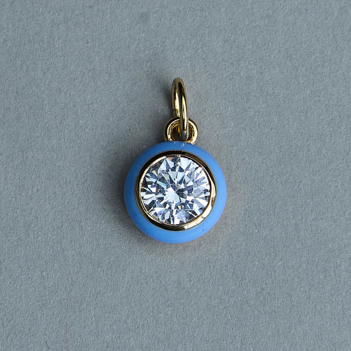 HART Silver Cord Necklace Blue Enamel Bezel Charm