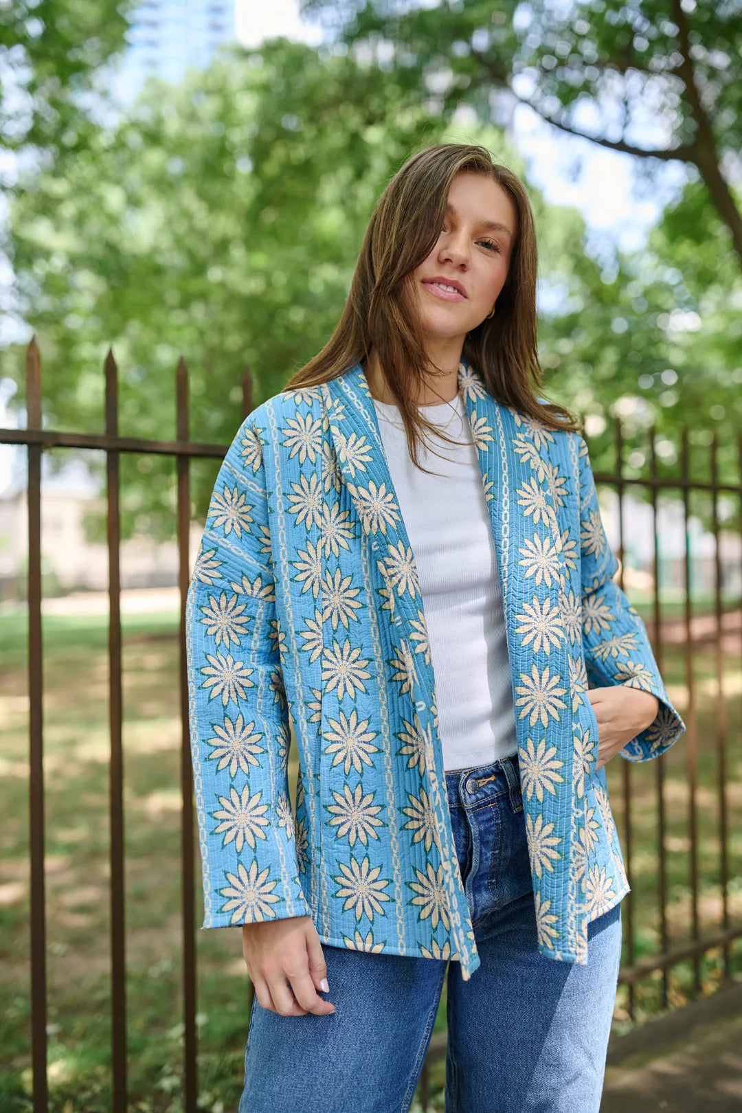 Brooks Avenue Blue Daisy Allison Reversible Quilted Jacket