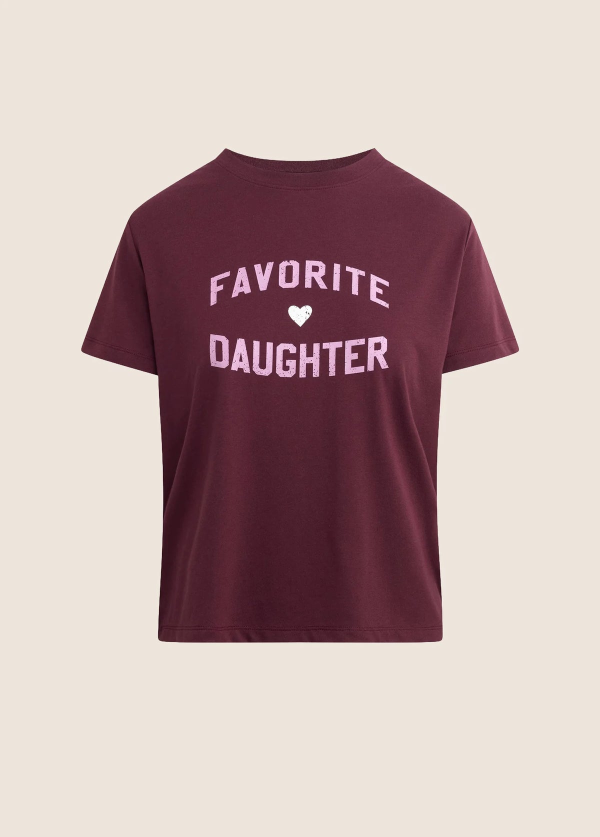 Favorite Daughter Heart Tee- Burgundy Mauve