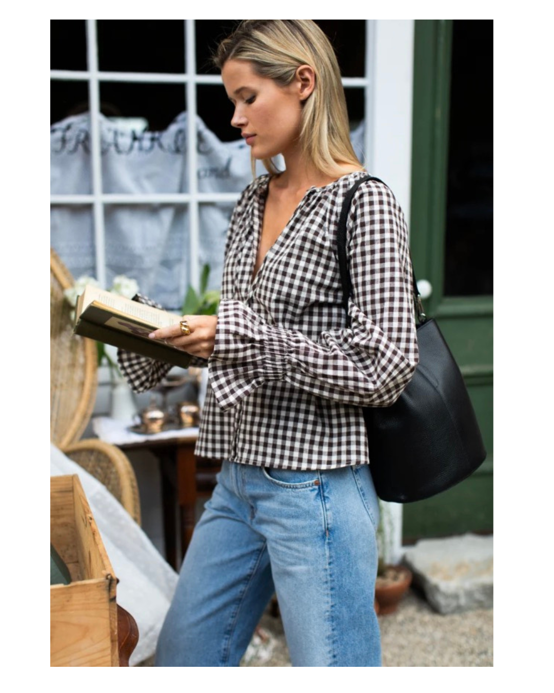 Belle Blouse - Cocoa Gingham