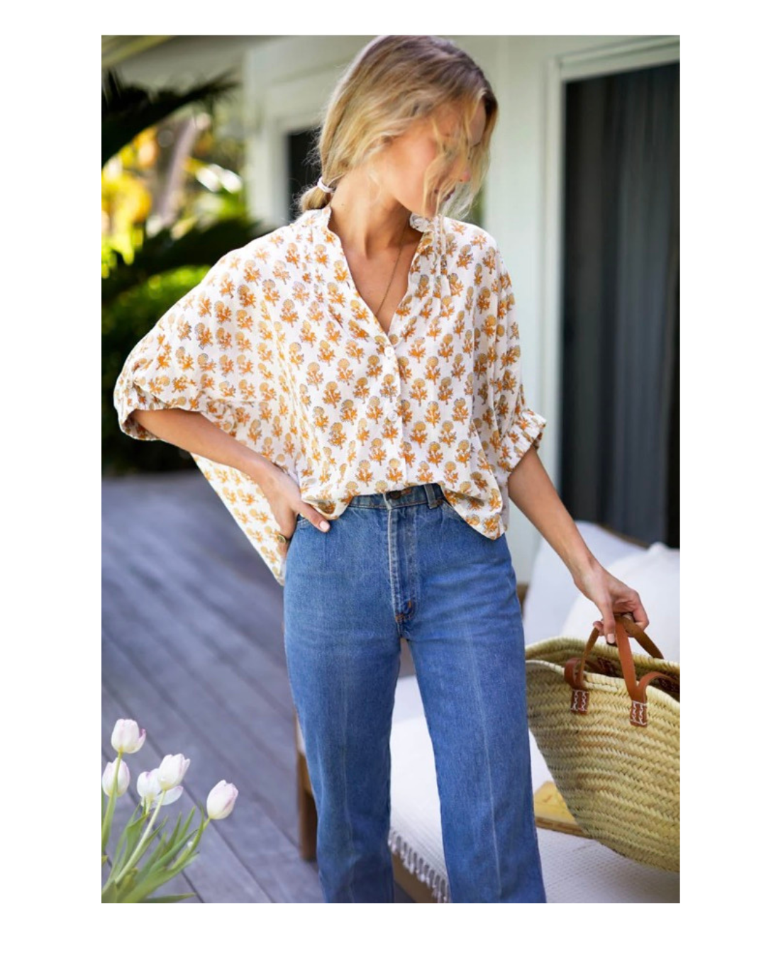 Mandarin Collar Top- Little Marigolds Organic