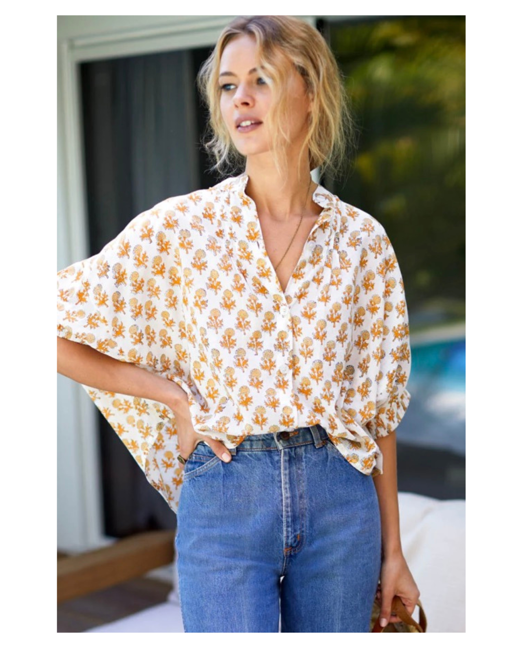 Mandarin Collar Top- Little Marigolds Organic
