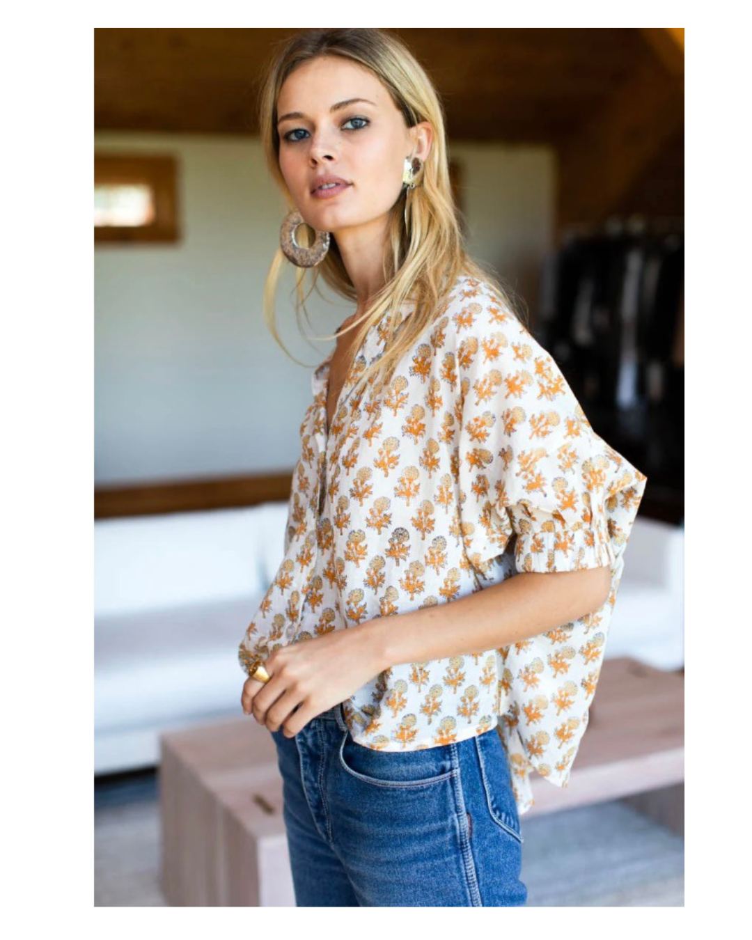 Mandarin Collar Top- Little Marigolds Organic