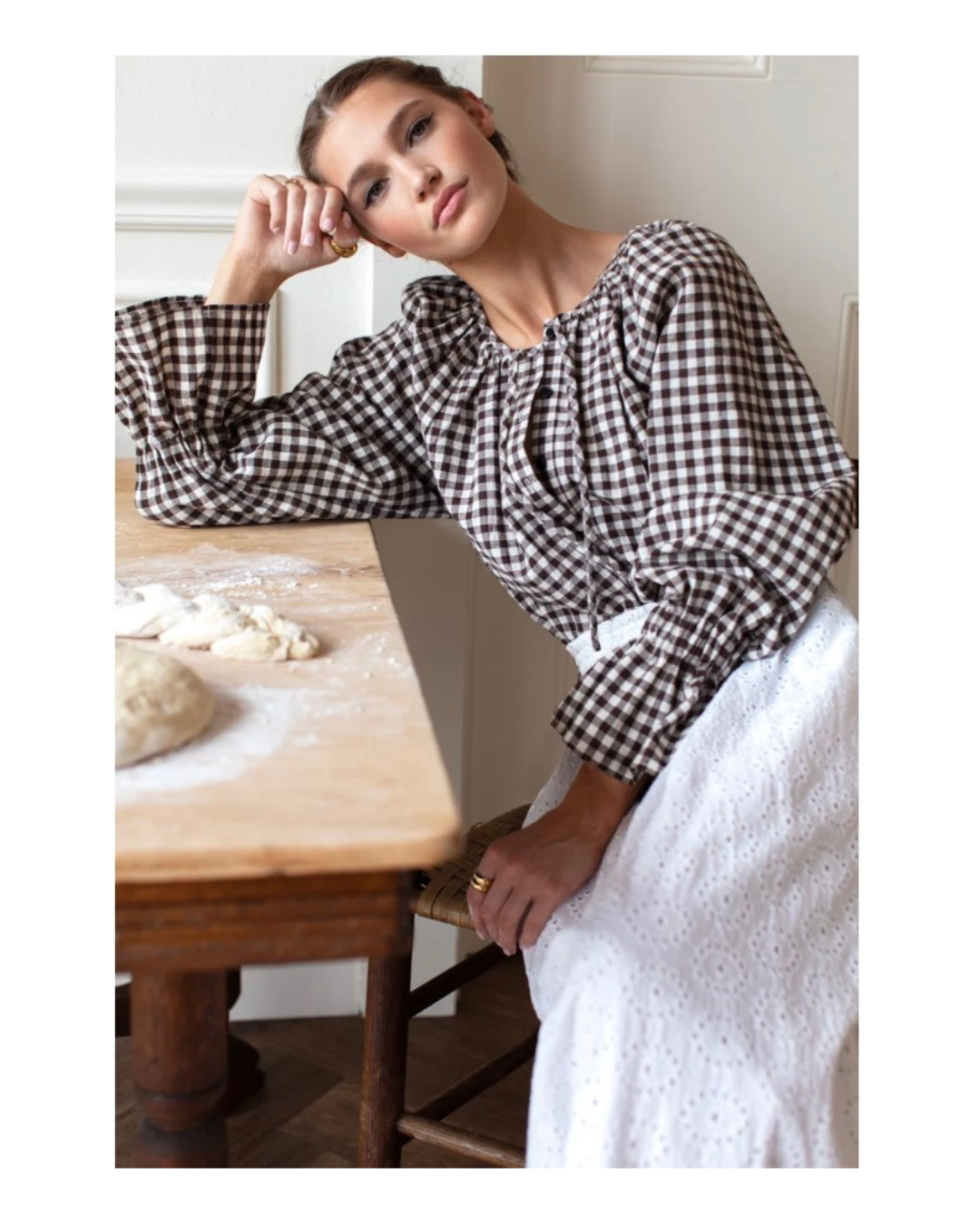 Belle Blouse - Cocoa Gingham
