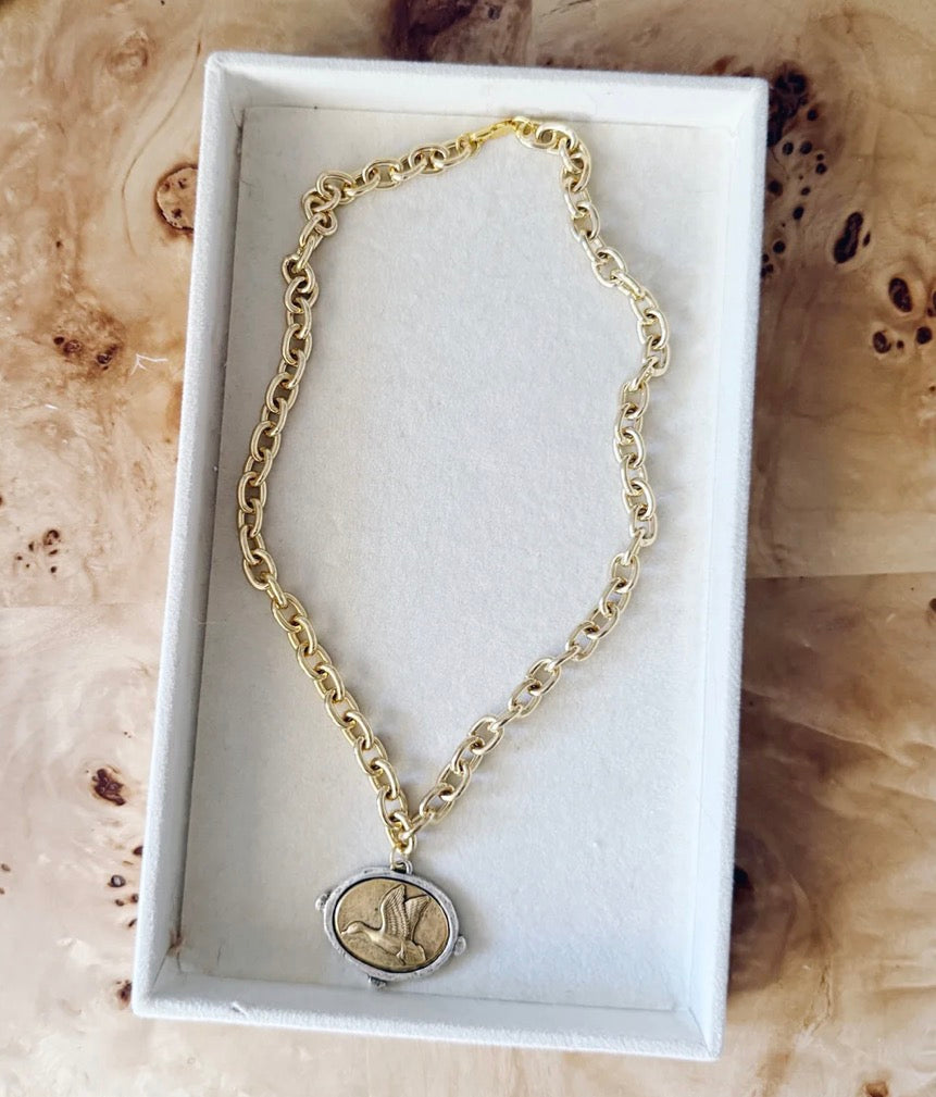 Southern Mallard Mixed Metal Coin Necklace