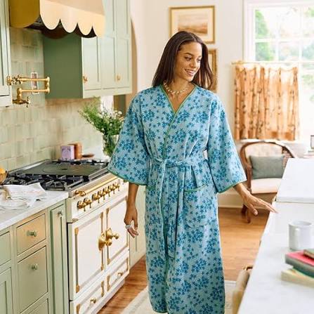 Weezie Blue Petal Women’s Bell Sleeve Plush Robe