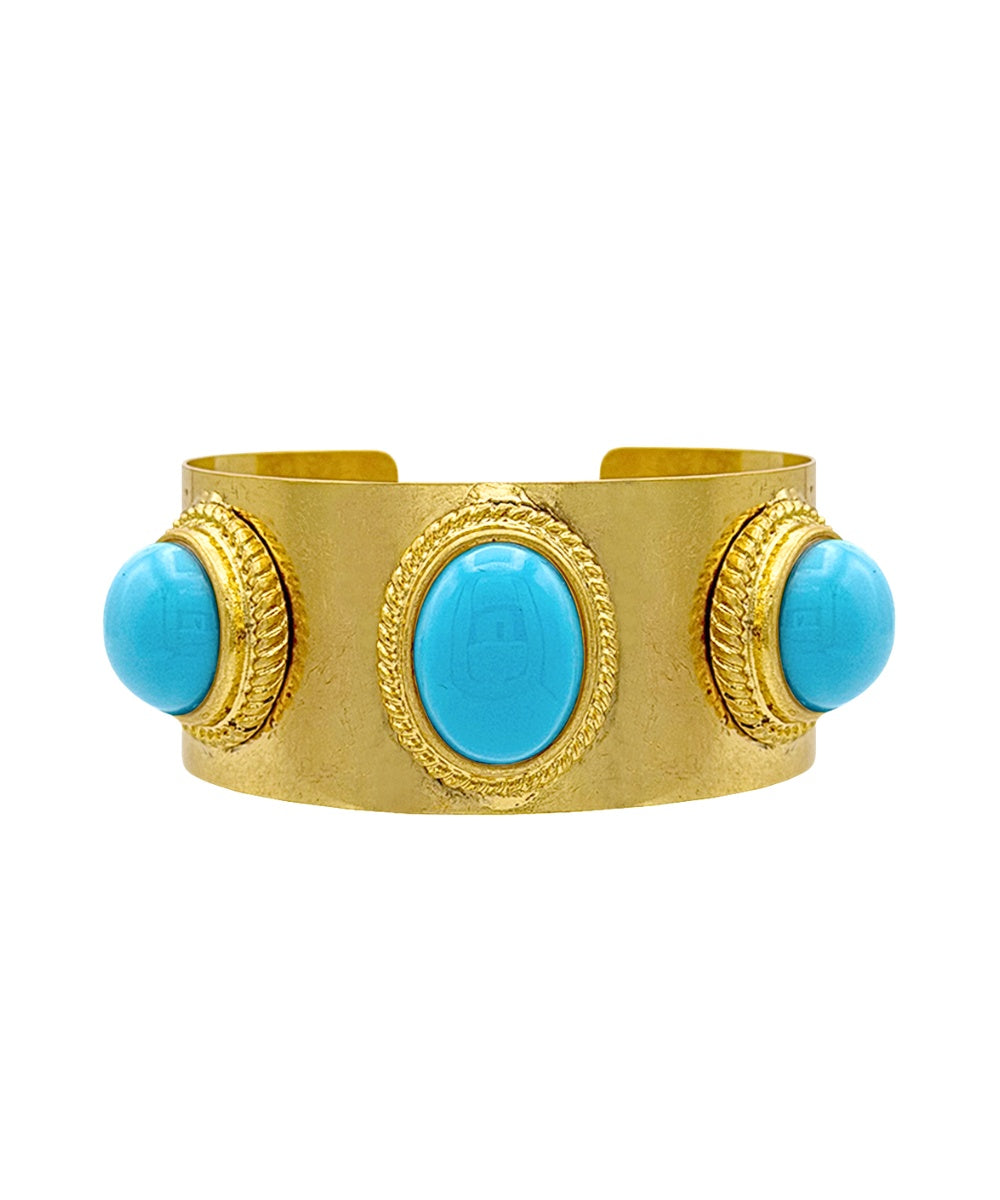 Turquoise Stone Vintage Gold Cuff