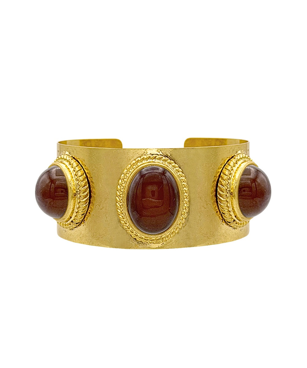 Amber Stone Vintage Gold Cuff