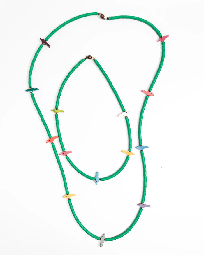 Green Fetish Birds Necklace