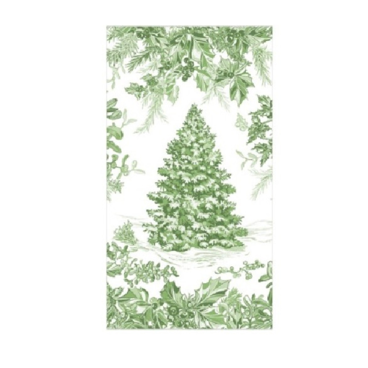 Christmas Tree Toile Sage/White Paper Linen Guest Towel