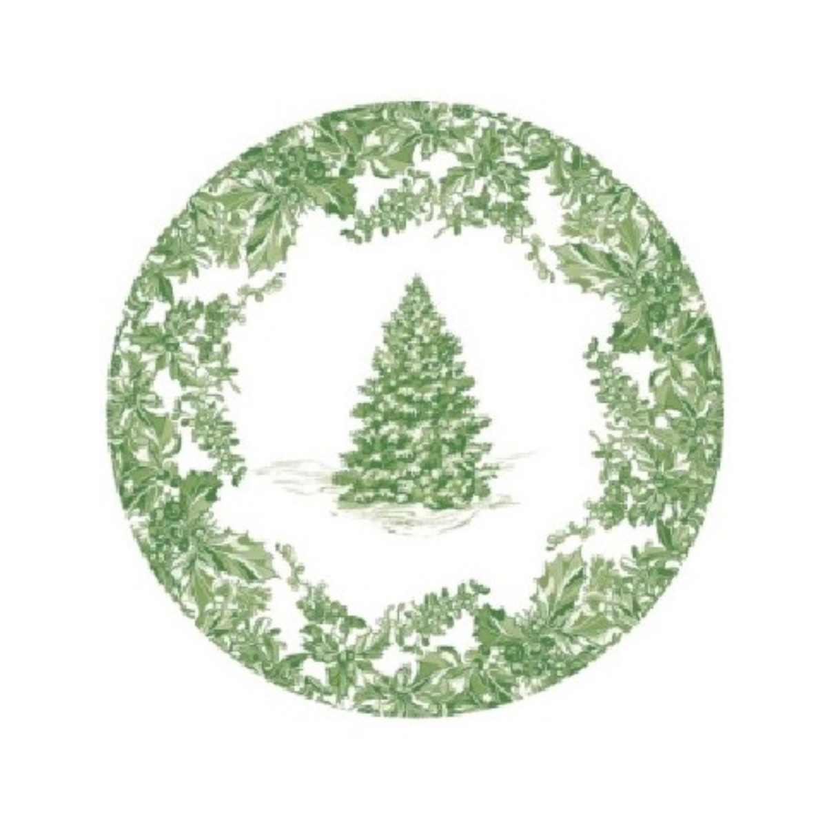 Christmas Tree Toile Sage/White Salad/Desert Plates