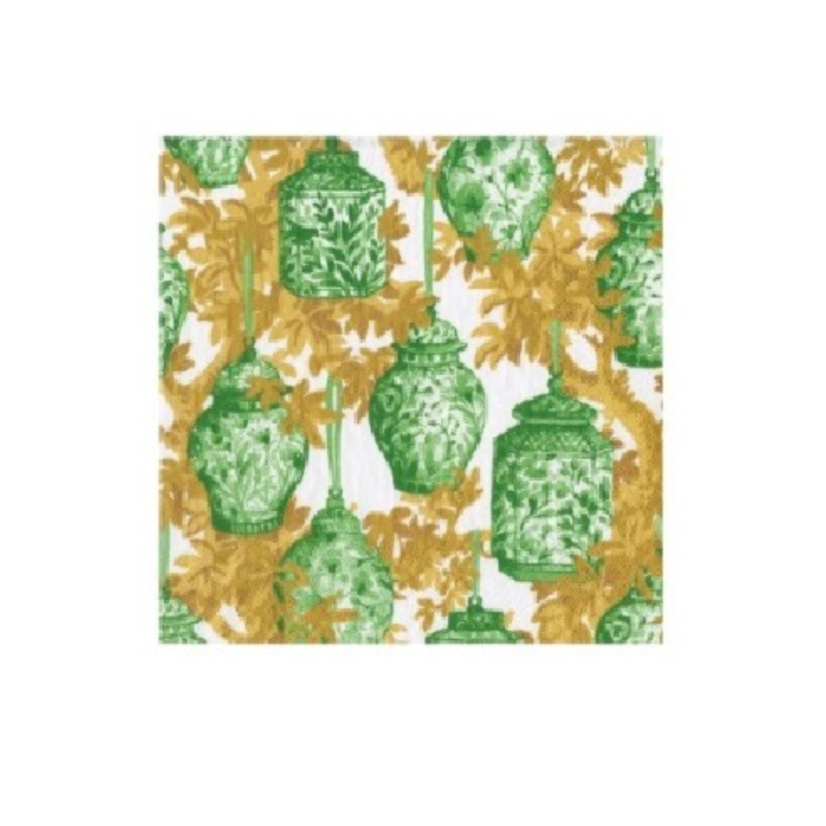 Ginger Jars Green/White Cocktail Napkin