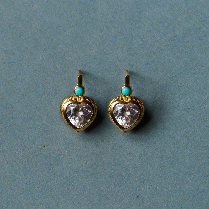 HART Bezel Heart Earrings with Turquoise