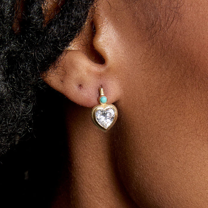 HART Bezel Heart Earrings with Turquoise