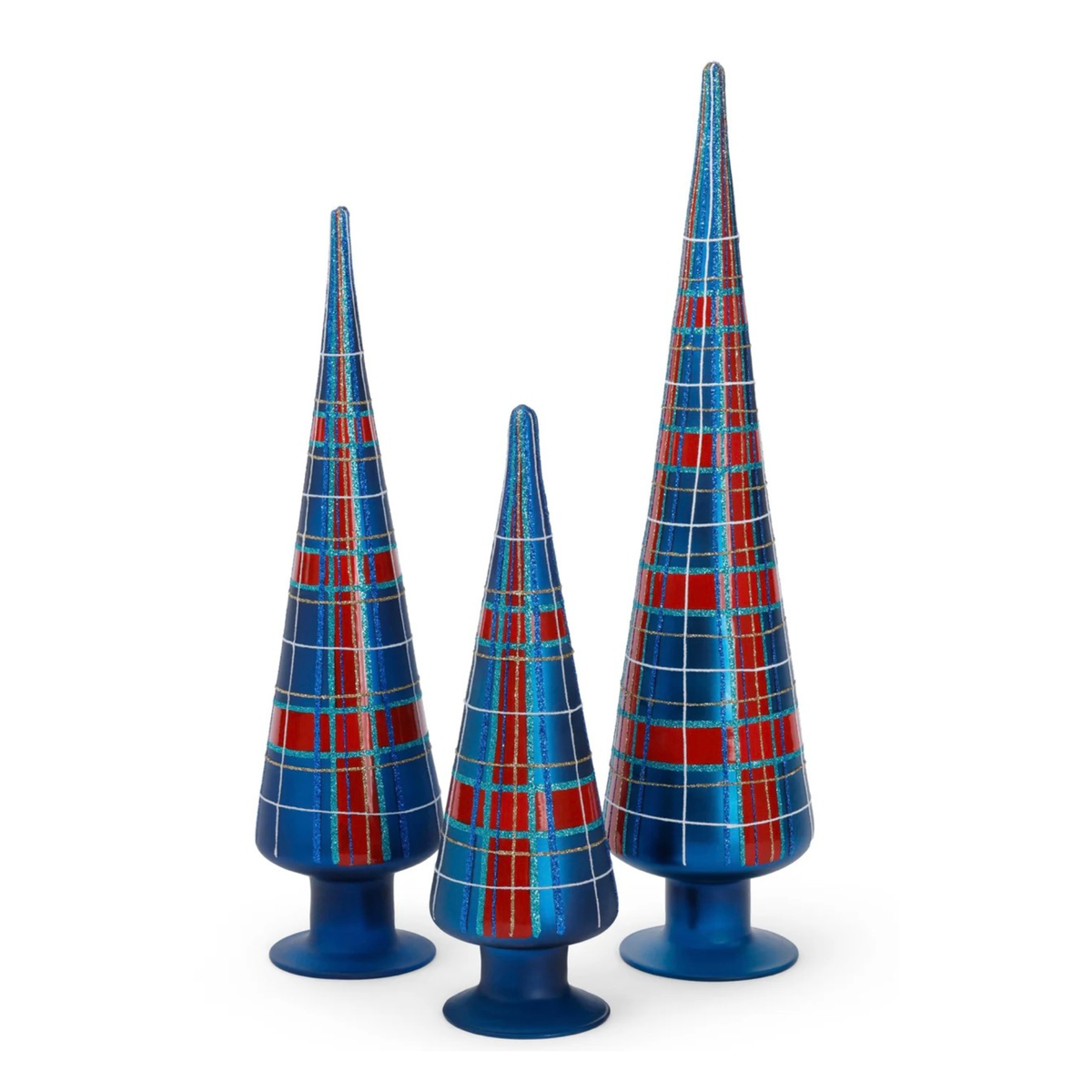 Plaid Glass Tree- 3 Assorted sizes