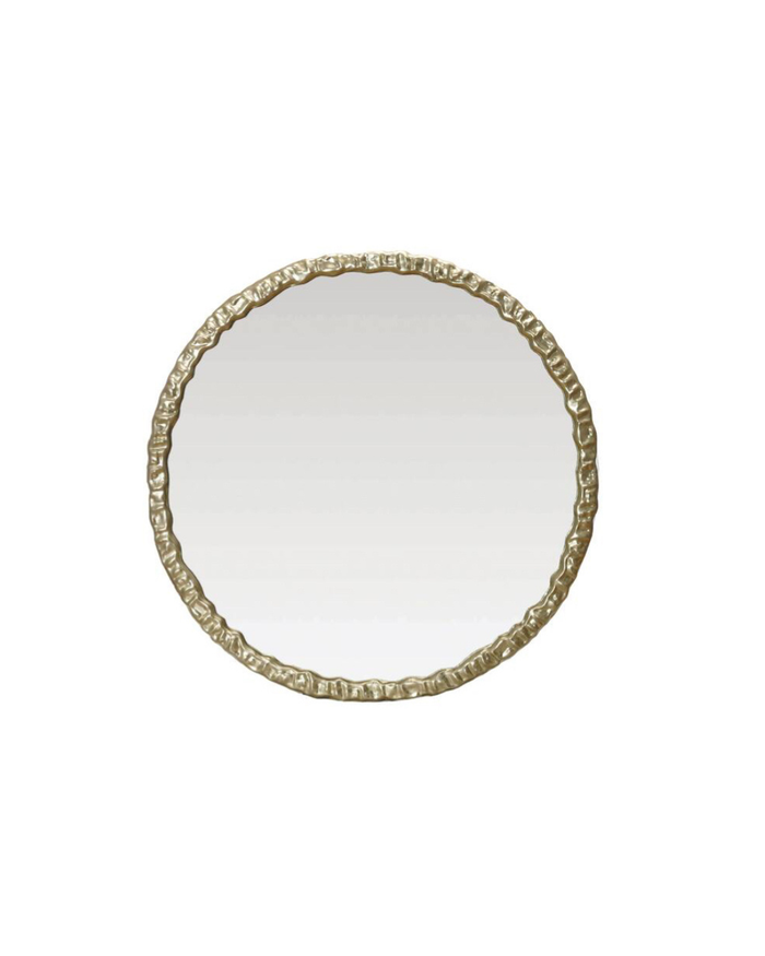 32” Hammered Gold Round Wall Mirror
