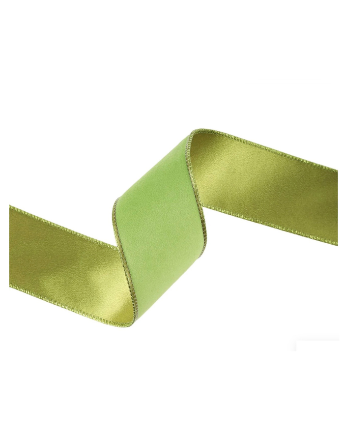 2 1/2” Classic Velvet Wired Ribbon Lime/Shimmer Lime