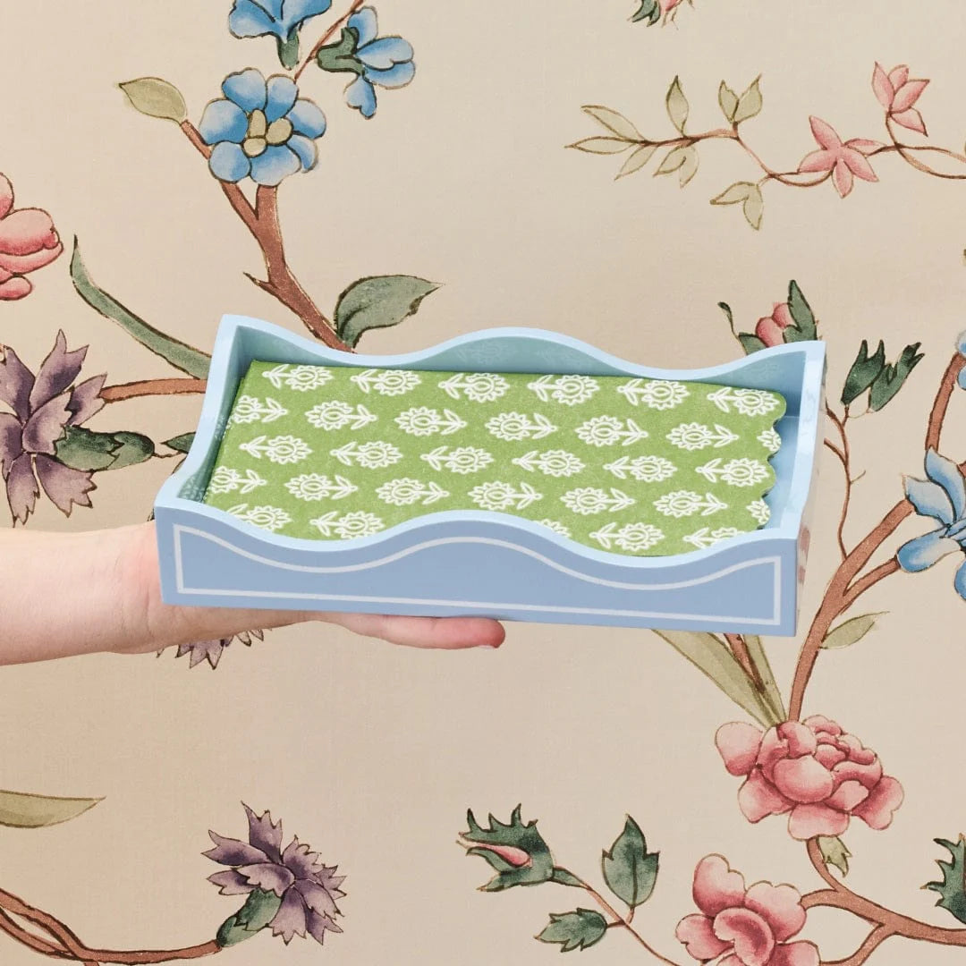 Weezie- Lacquered Hydrangea Blue Small Tray